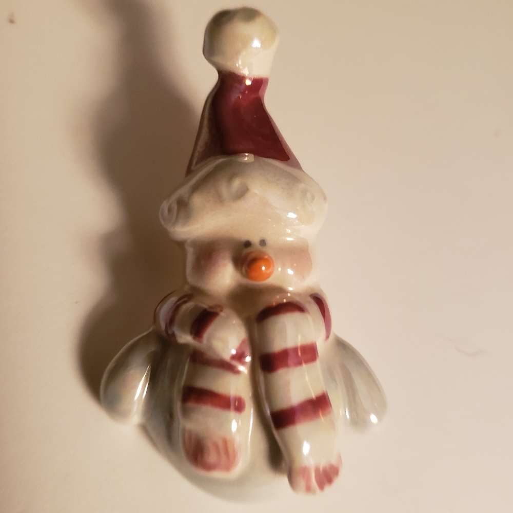 Boyd's Bear and Friends Vintage Santa Snowman Ceramic Pin Brooch